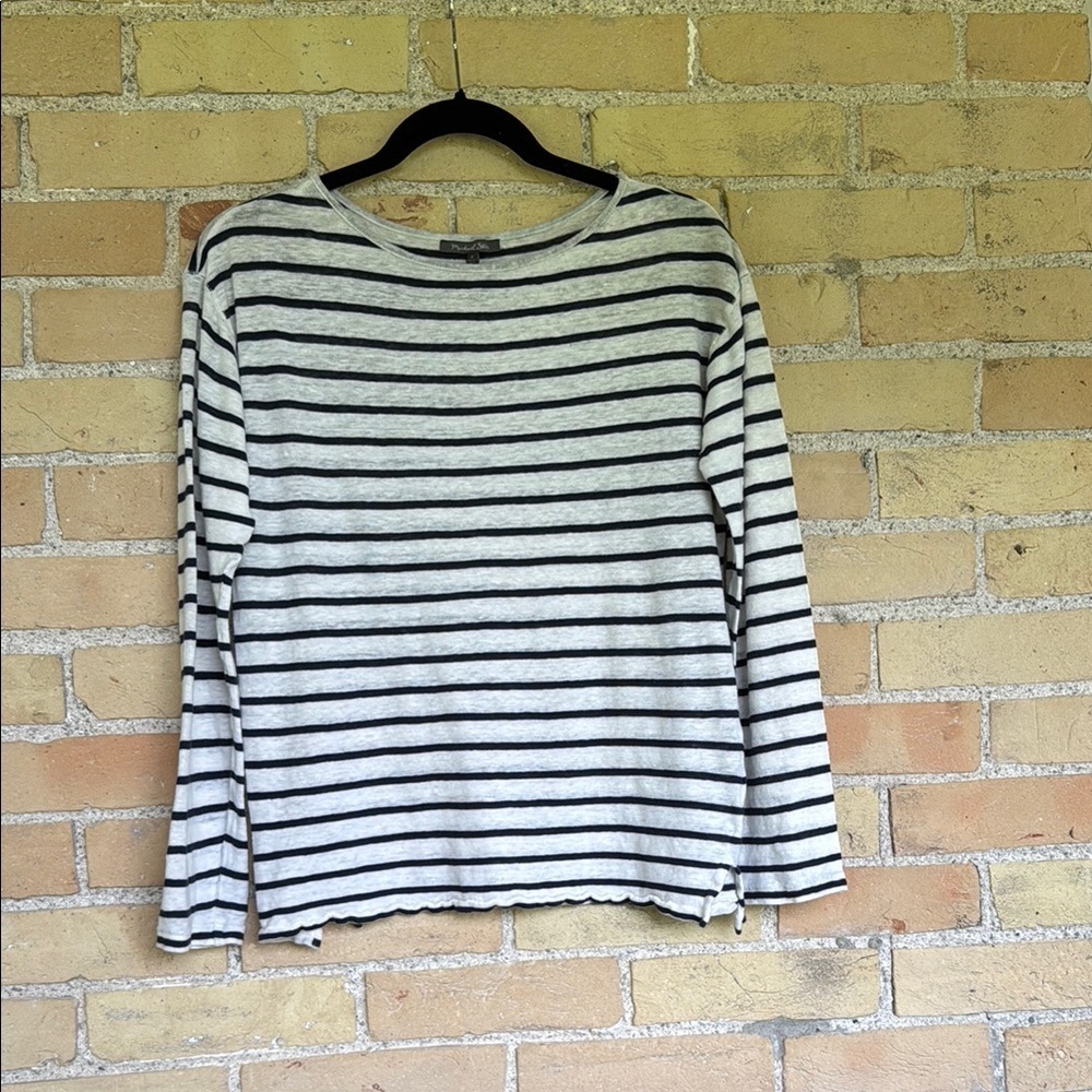 Michael Stars Linen Striped Long Sleeve Top